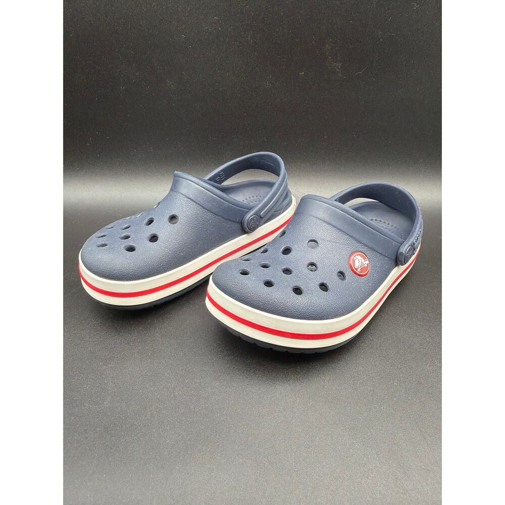 Crocs Kids Classic Clogs Navy Red White Slip On Shoes Youth Sandals size 11 - Picture 2 of 6
